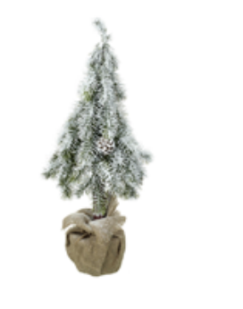 Snow Dusted Pine Tree in Hessian Sack Pot