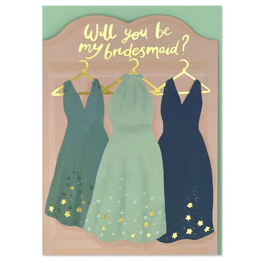 'Will you be my bridesmaid?' bridesmaid dresses card