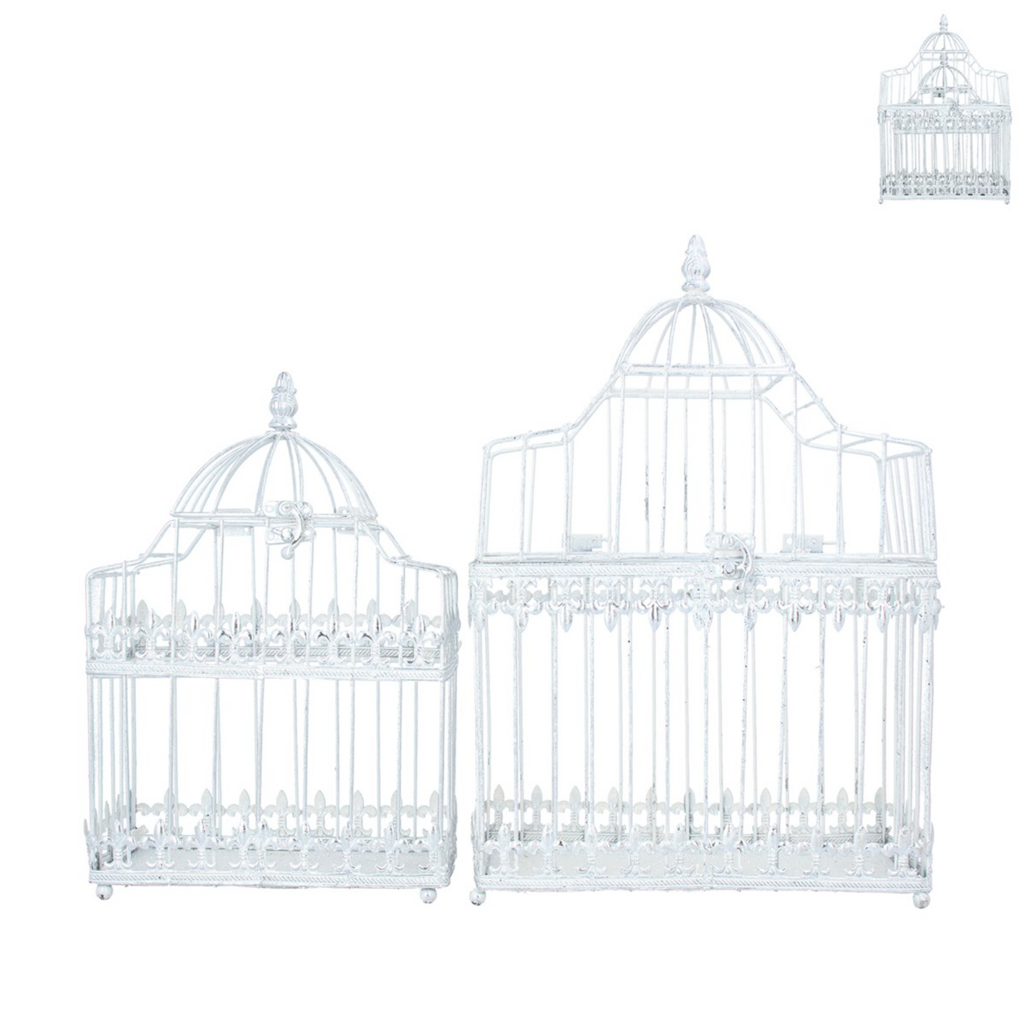 Metal Birdcage 38cm - White Wire Oblong Birdcage