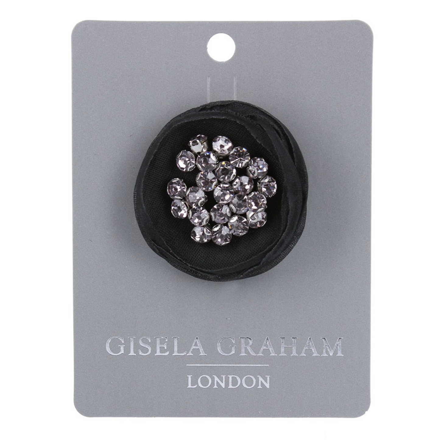 Brooch - Black Organza Round Jewelled