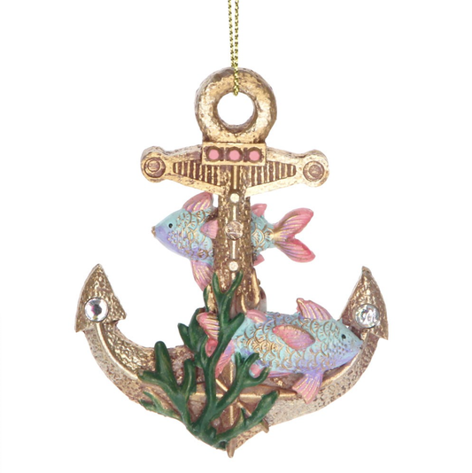 Pastel and Gold Anchor Resin Decoration