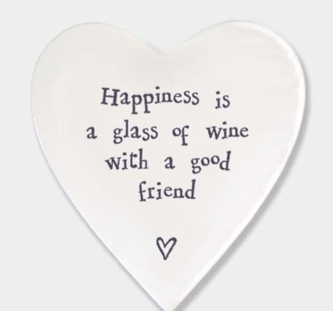 Heart coaster - Happiness is a glass of wine