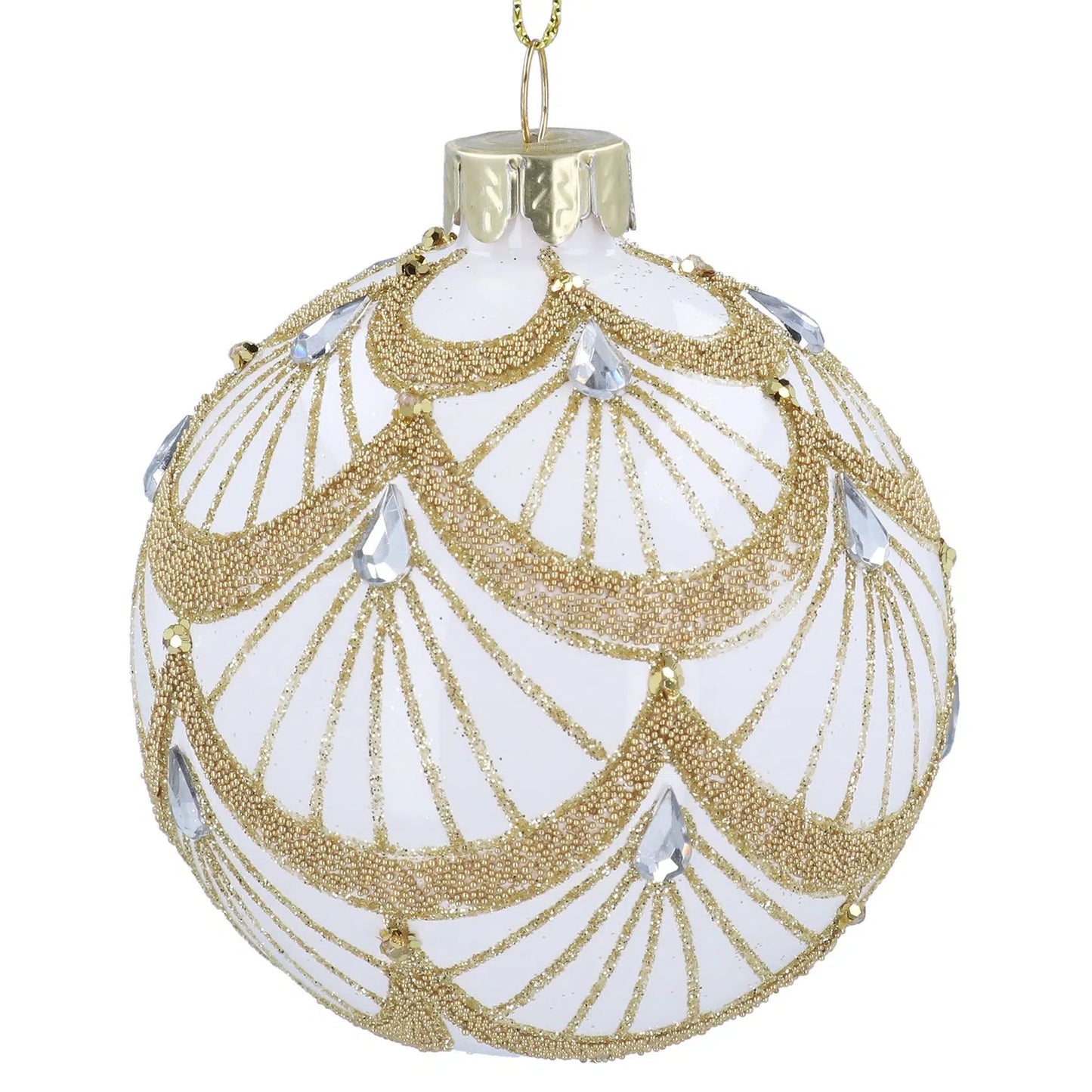 Gold and White glass bauble