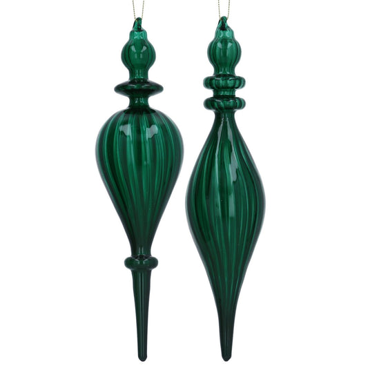 Green glass finial decoration large