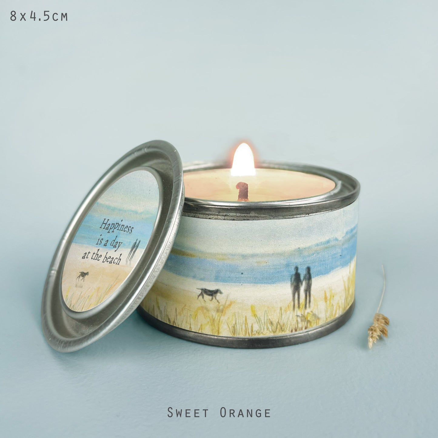 Tin candle - Happiness is a day at the beach