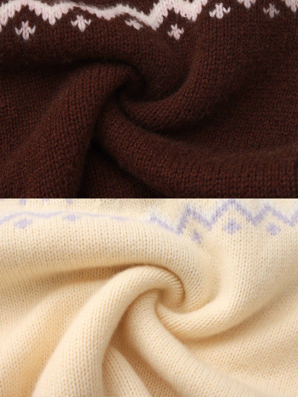 100% Wool Fair Isle Wool Knit Cardigan: Brown / S