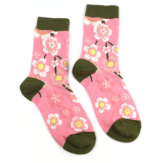 Pink and Khaki mix Floral Socks