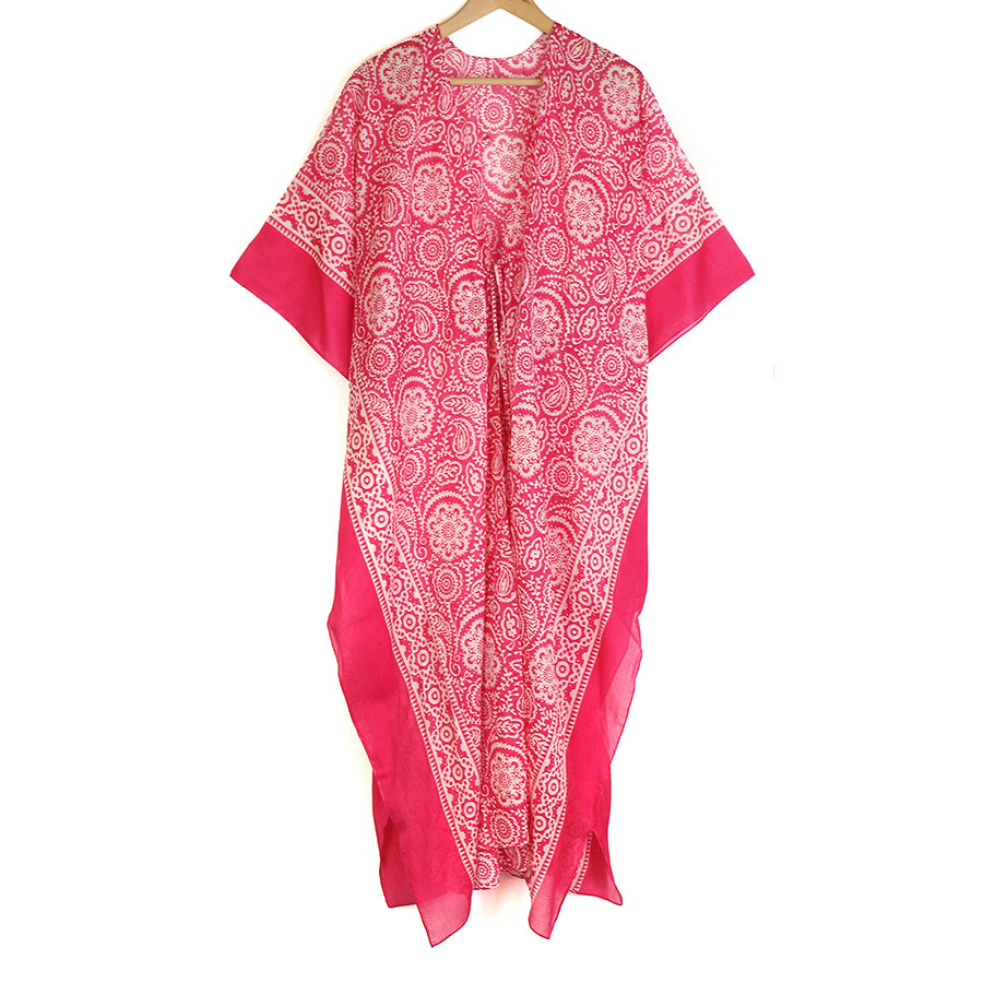 Pink and white paisley kaftan