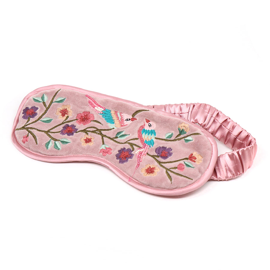 Blush velvet embroidered Sleep mask