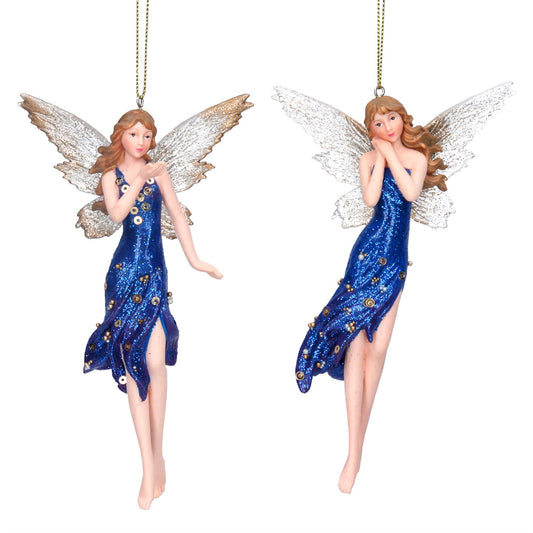 Resin Dec 15cm - Tall Blue/Gold Fairy,