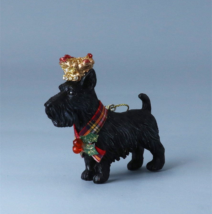 Black Scottie decoration with crown