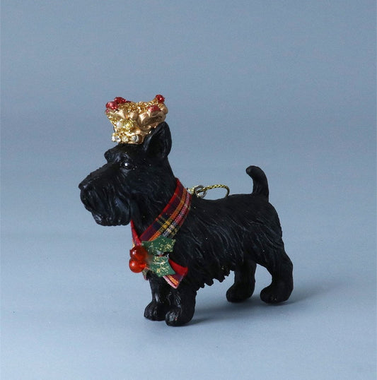 Black Scottie decoration with crown
