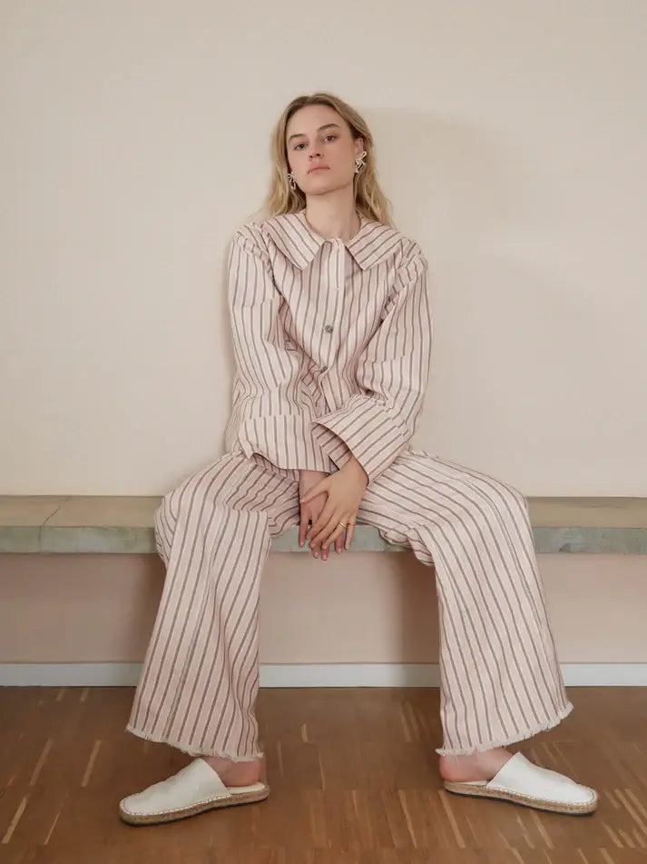 Ethereal Striped Denim Jacket: L