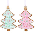 Wood Dec 9cm - Pink or Mint tree dec, 2as