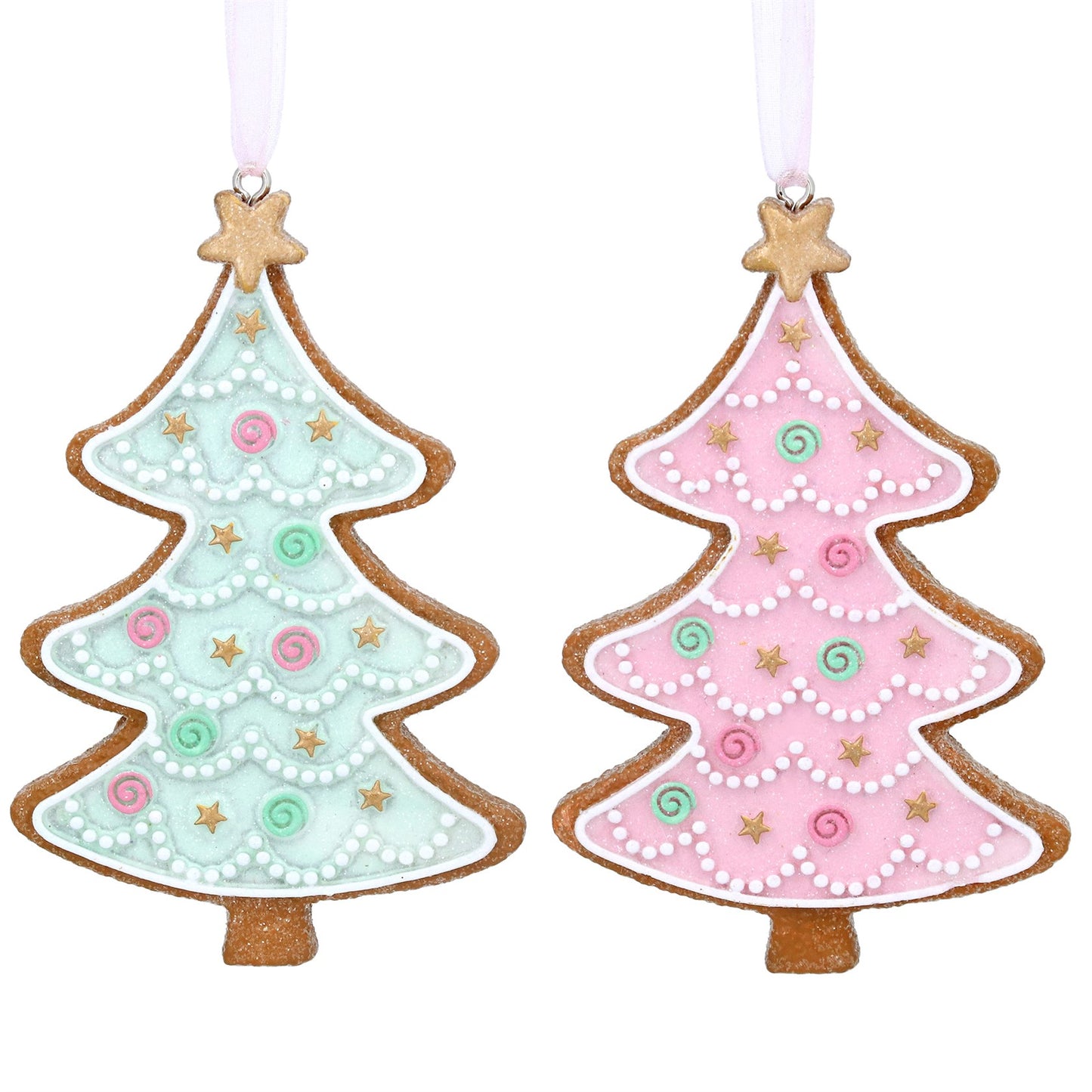 Wood Dec 9cm - Pink or Mint tree dec, 2as