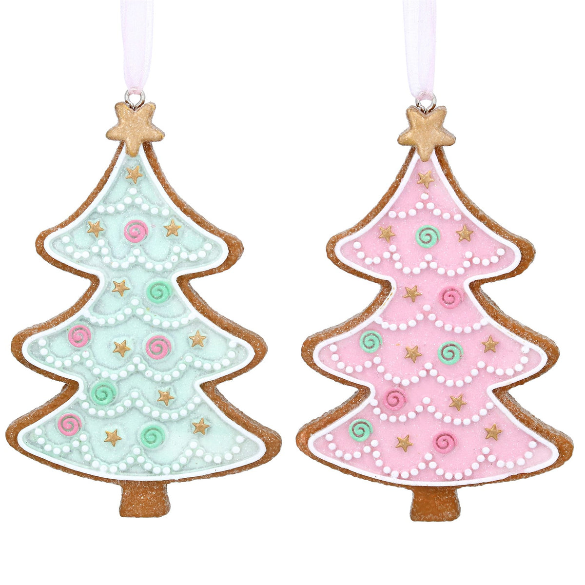 Wood Dec 9cm - Pink or Mint tree dec, 2as