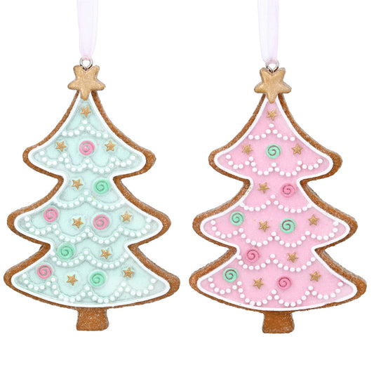 Wood Dec 9cm - Pink or Mint tree dec, 2as