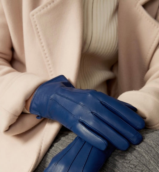 Navy Soft Leather Gloves