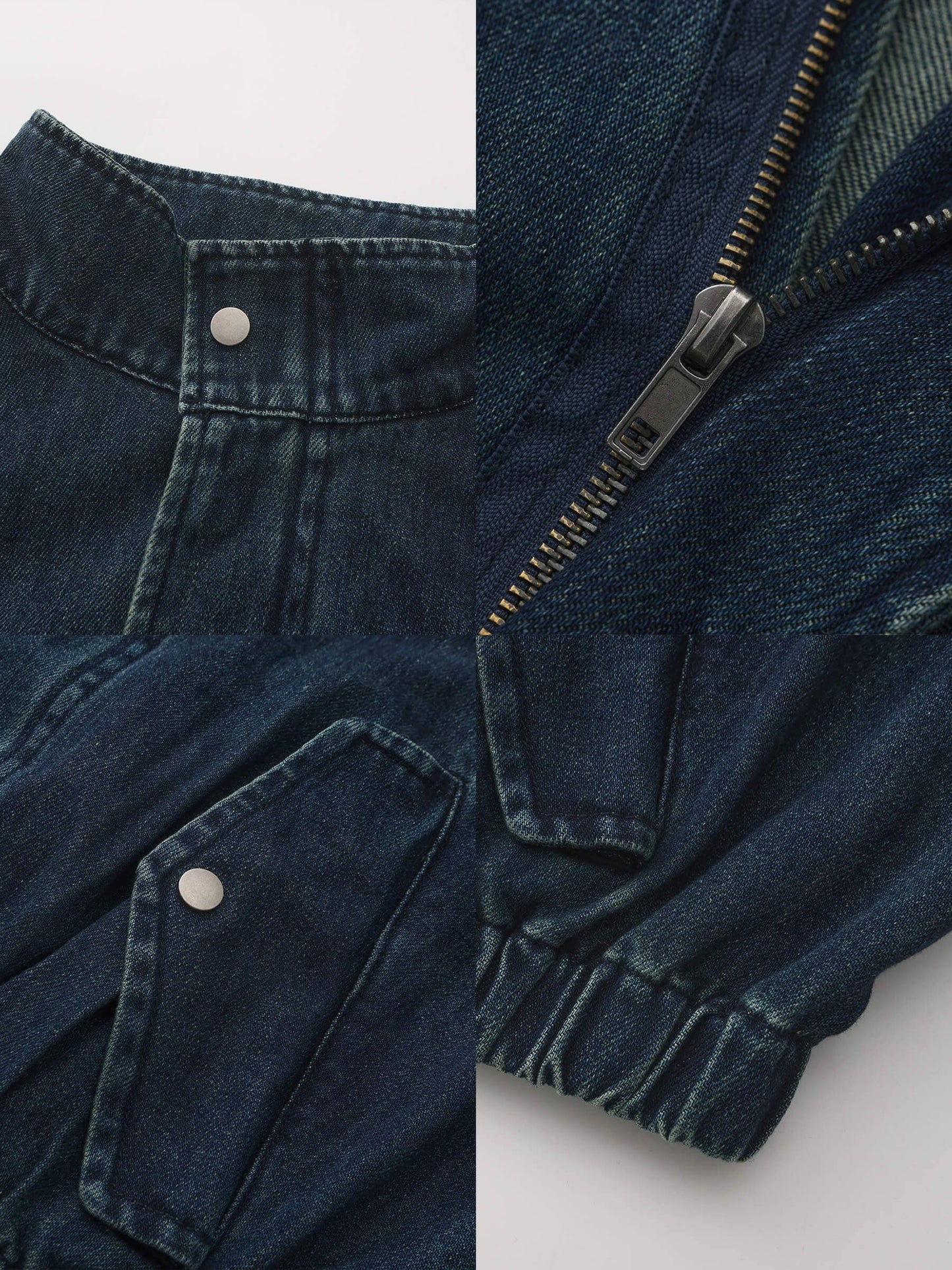 Funnel Neck Denim Jacket: SteelBlue / UN