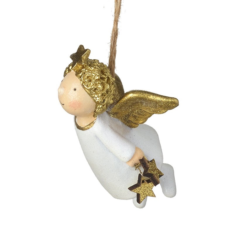 WHITE AND GOLD ANGEL DECORATION