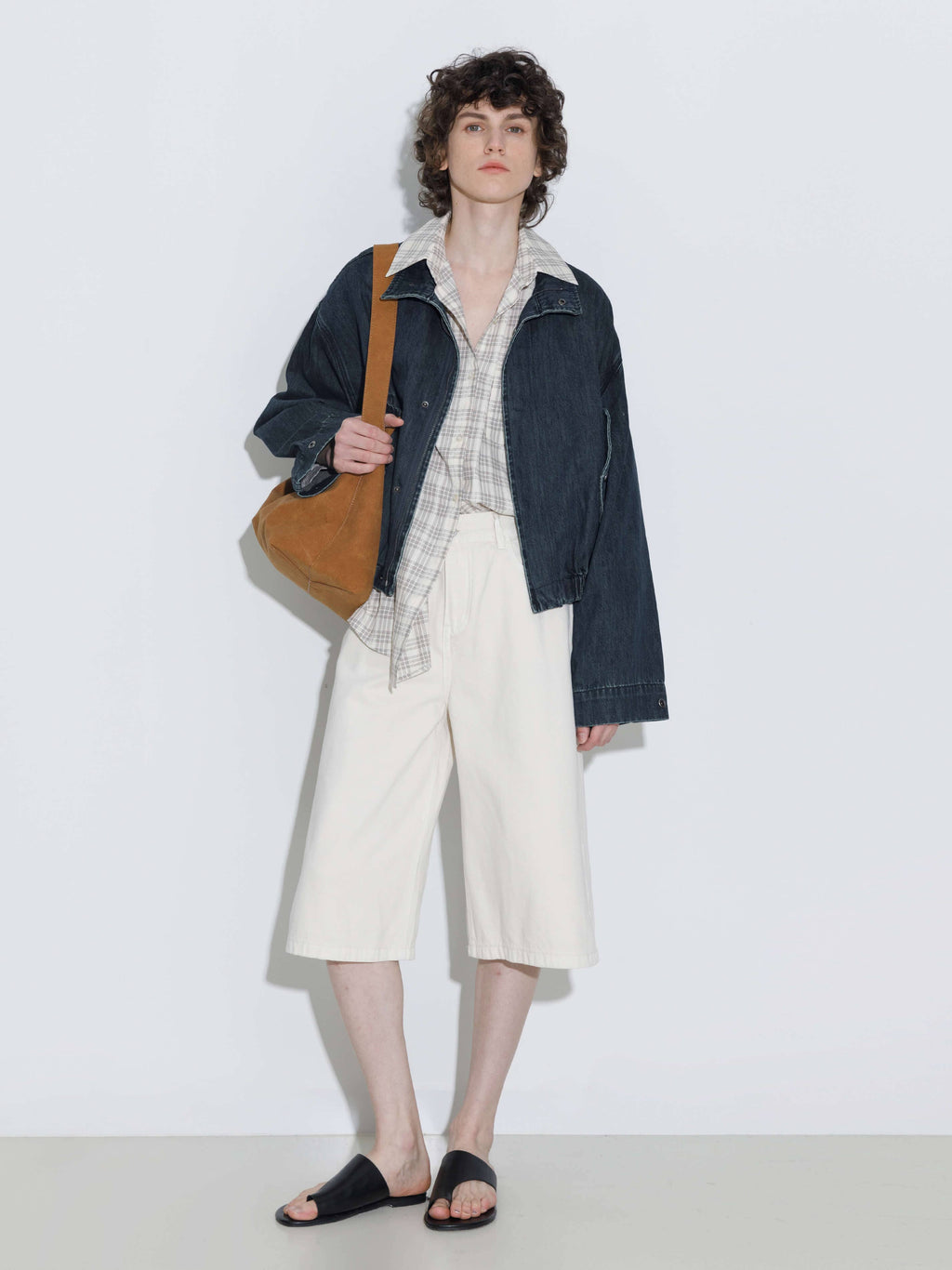 Funnel Neck Denim Jacket: SteelBlue / UN