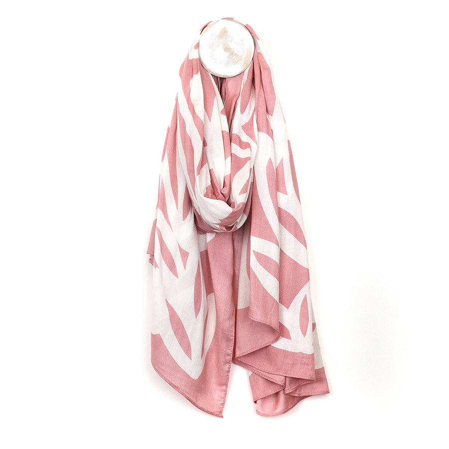 Bamboo pink white scarf