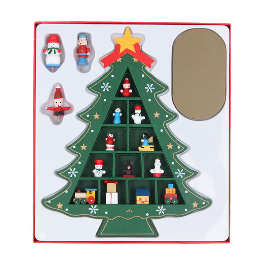 Wood Christmas Tree Cabinet w Decs Orn