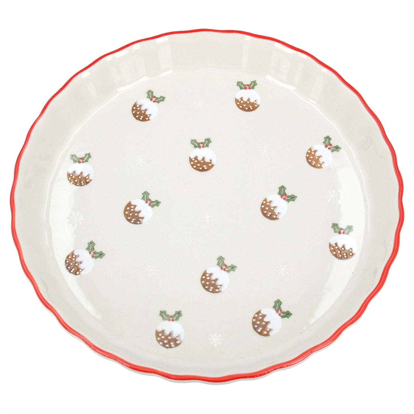 Christmas Pudding Stoneware Flan Dish