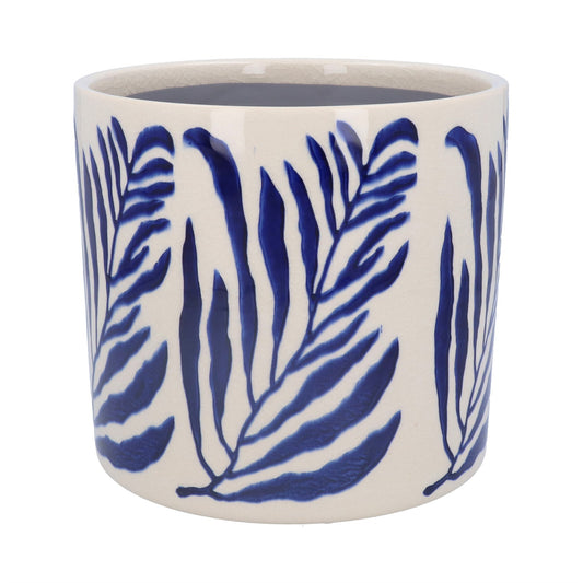 Navy Branch Ceramic Pot Cover