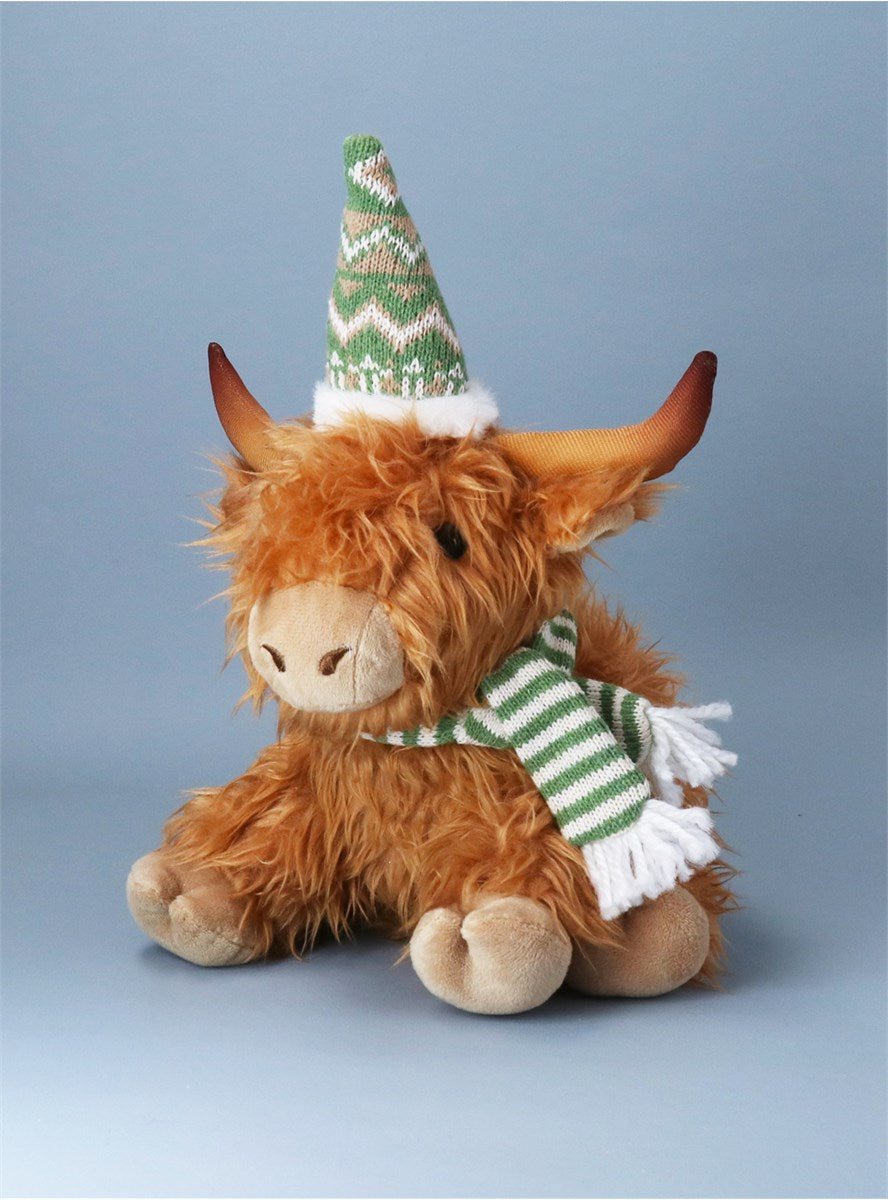 Plush sitting Highland Cow door stop