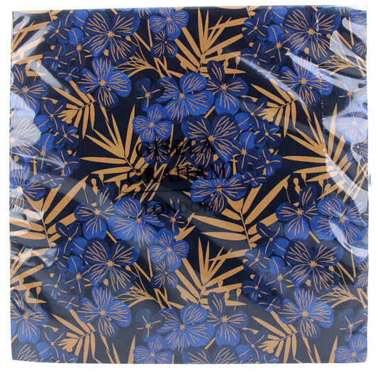 Blue/Gold Floral Paper Napkin, Pack