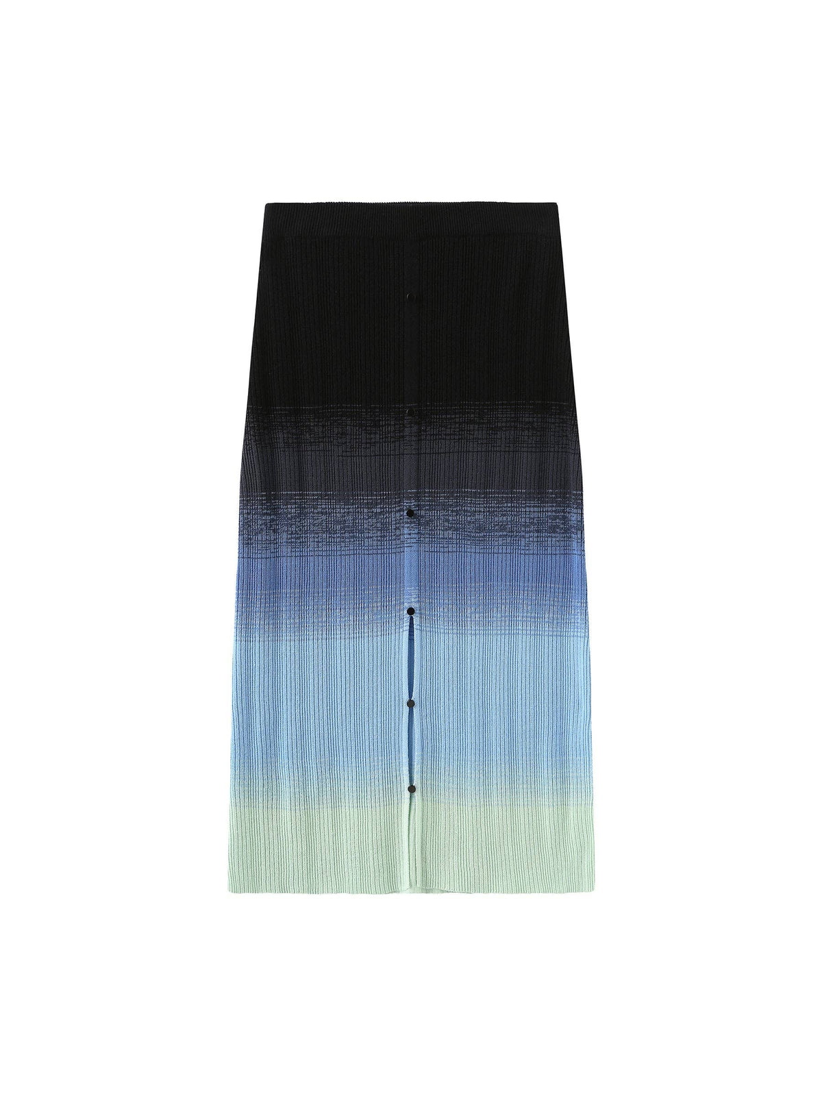 Gradient Buttoned Knit Midi Skirt: Blue / M