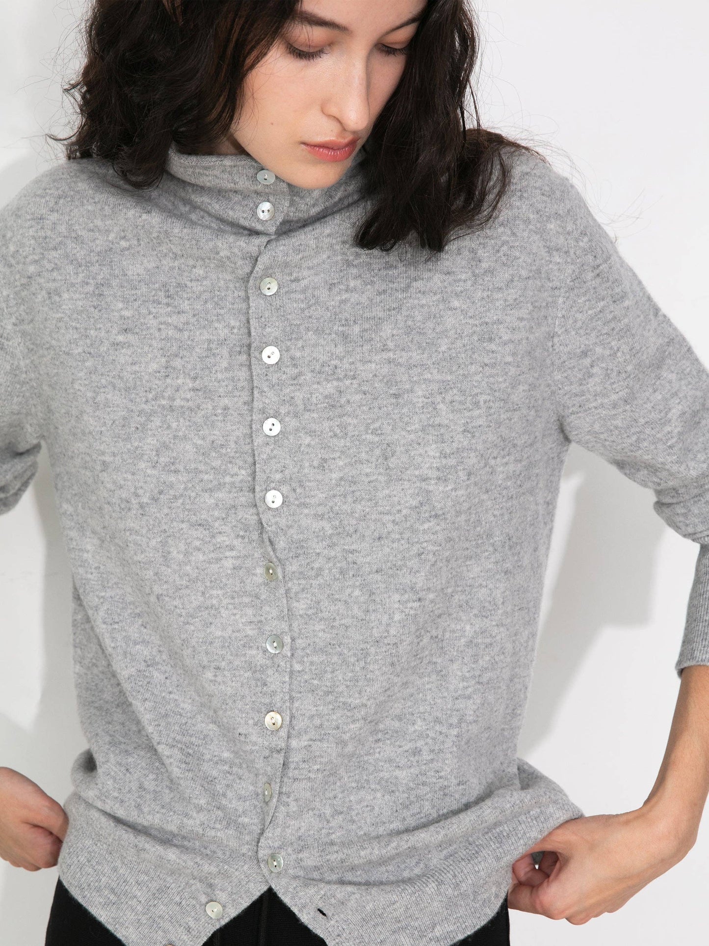 Relaxed Knit Cardigan Jacket in 100% Wool: Pink / UN