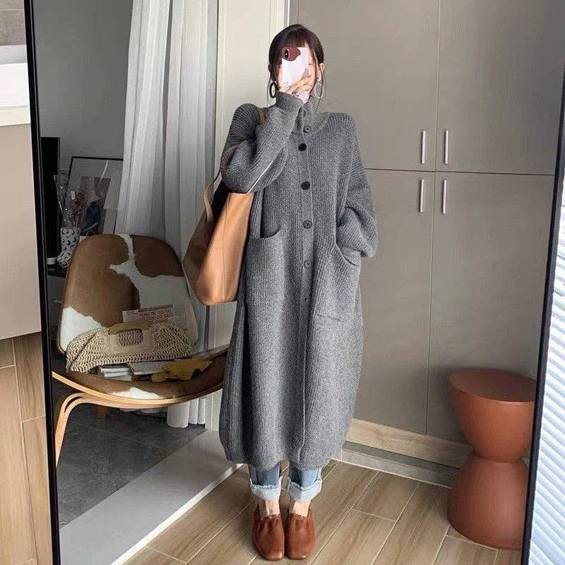 Thick Knit Cardigan: GRAY