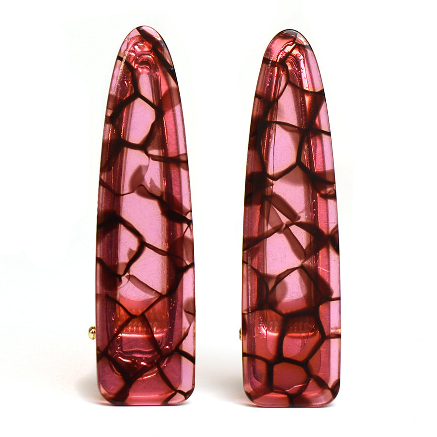 Raspberry mottled effect hair clips