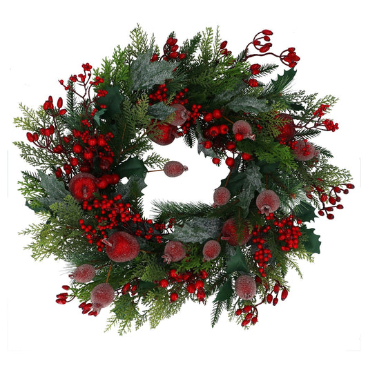 Beaded Pomegranate Berry Fir Wreath