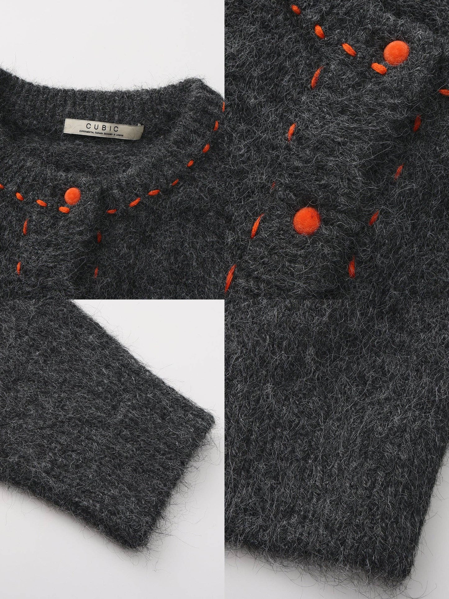 Wool-Blend Contrast Ribbed Cuff Cardigan: Navy / UN