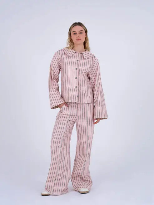 Ethereal Striped Denim Jacket: L