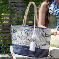 Hydrangea print jute bag