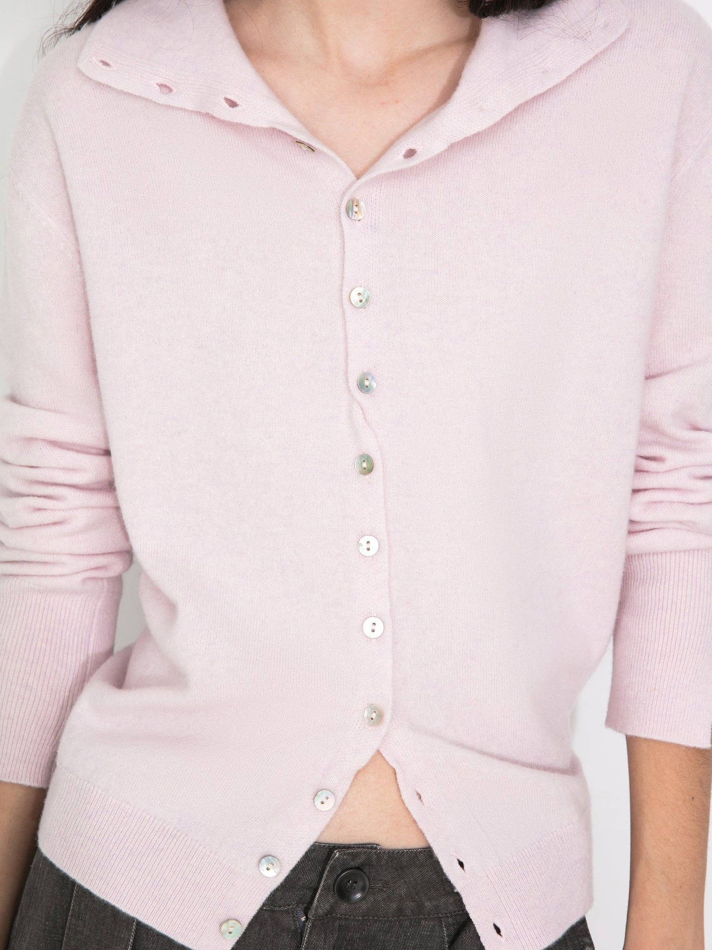 Relaxed Knit Cardigan Jacket in 100% Wool: Gray / UN