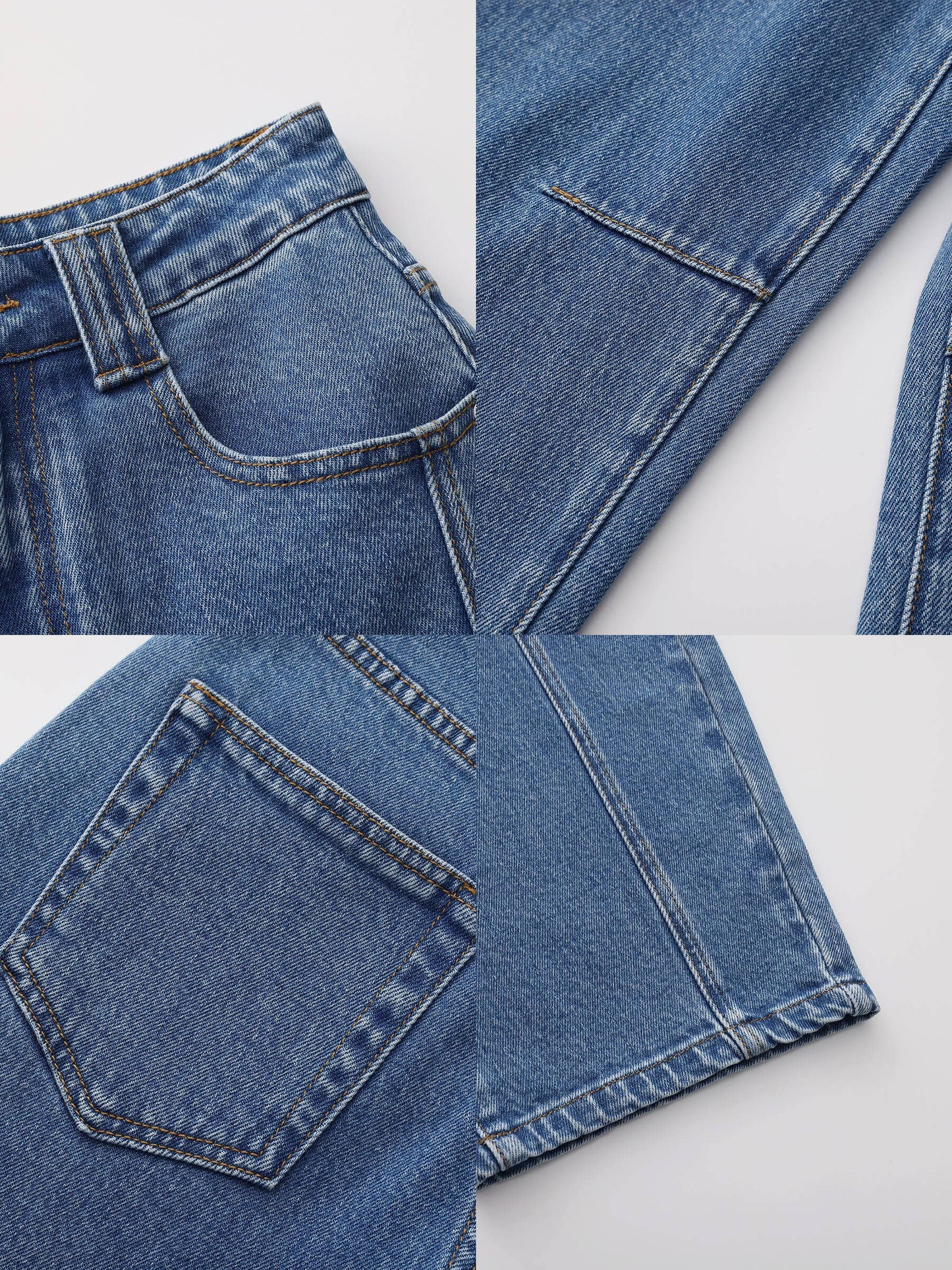 Panelled Loose-Fit Wide-Leg Tapered Jeans: Navy / M