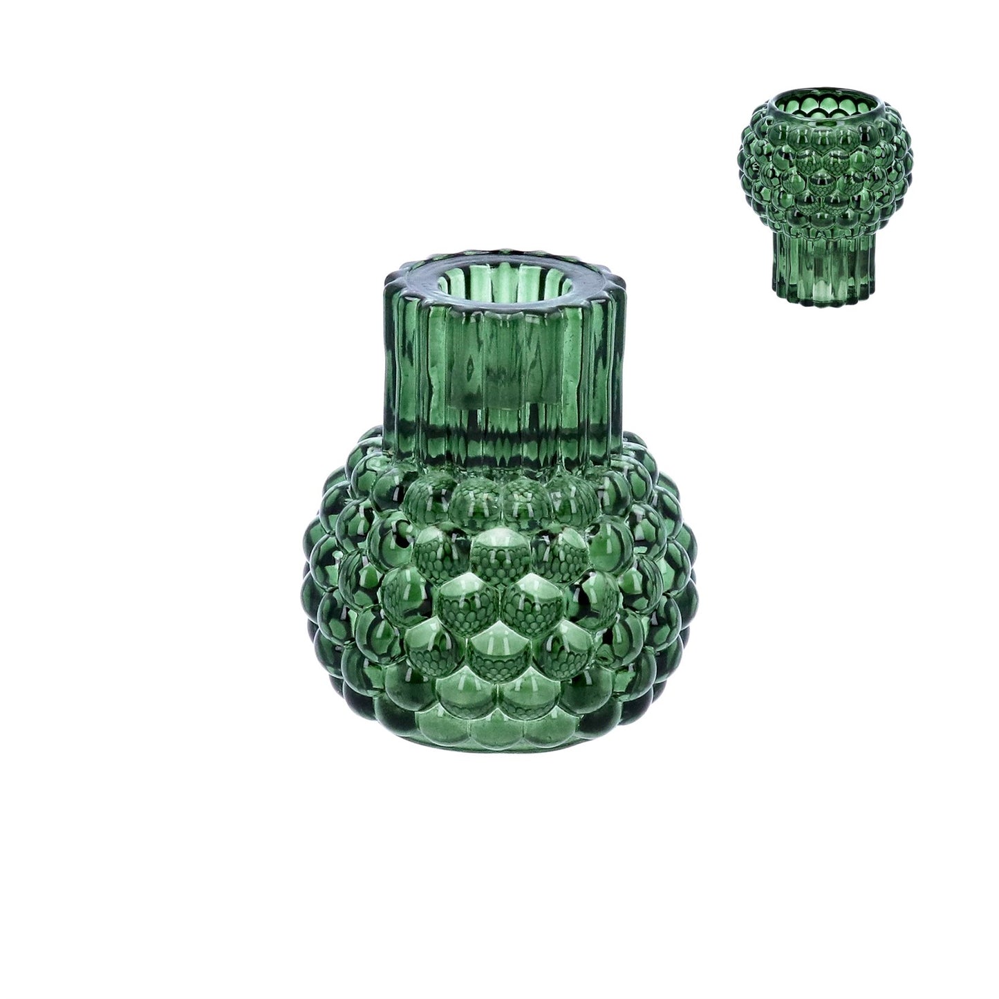 Green Bobble Glass Crown/T-lite Holder