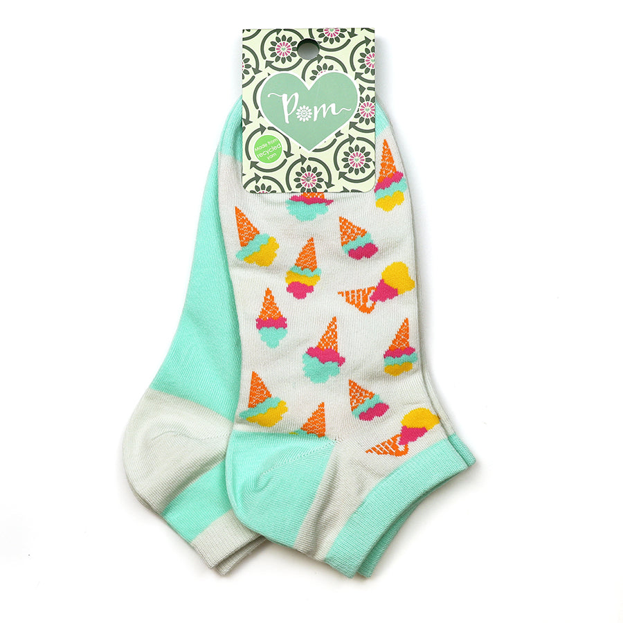 Aqua mix ice cream sock duo in organic and recycled blend - UK Shoe Size/4-7