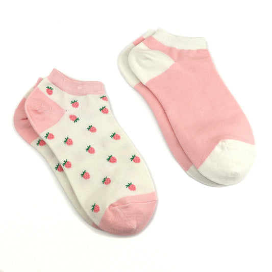 Pink and cream strawberry trainer sock duo