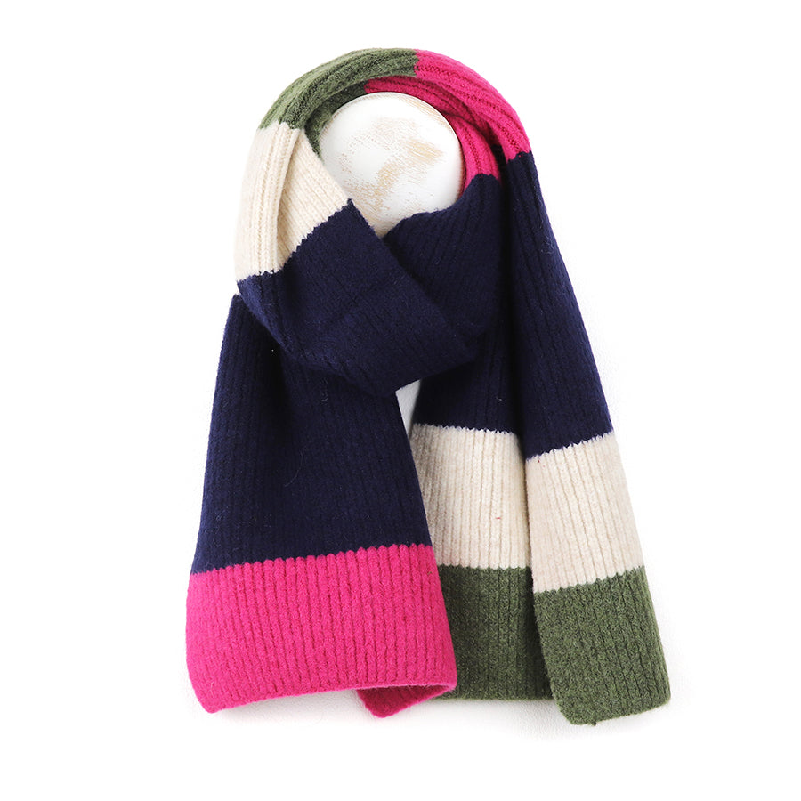 Pink khaki navy mix scarf