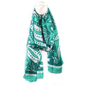 Recycled aqua graphic monstera print silky scarf