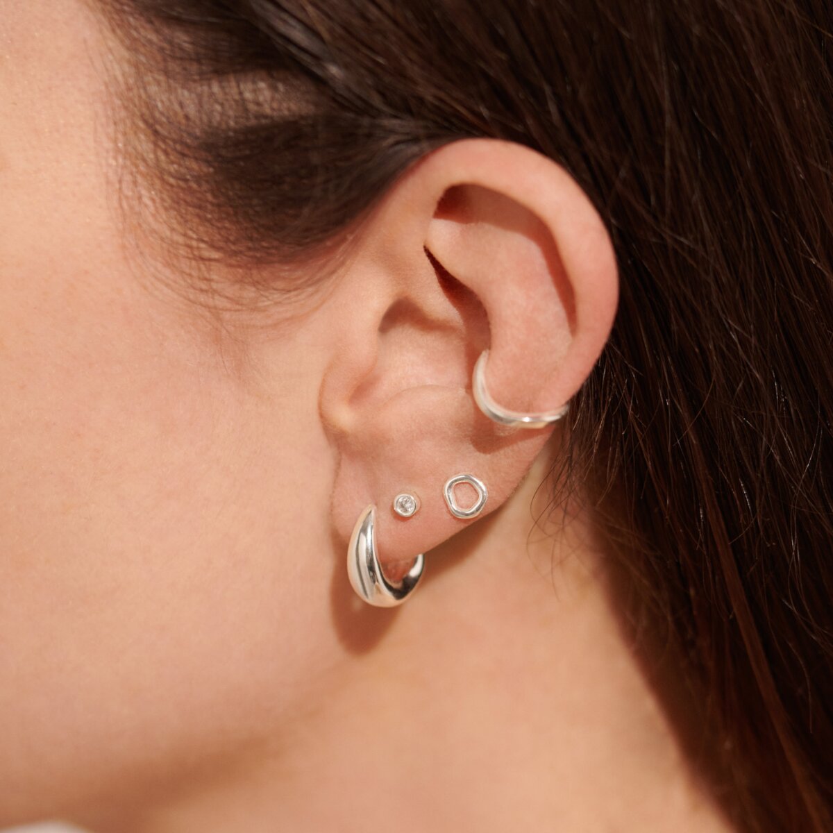 Stacks of Style Silver Organic Shaped Earring Set