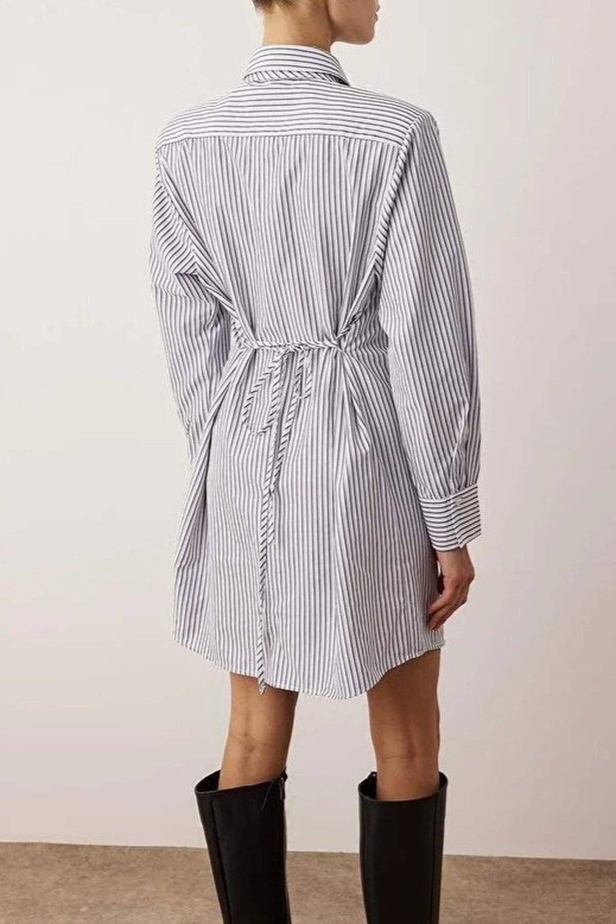 Mini Woven Dress with Tie Detail: Multi / 12