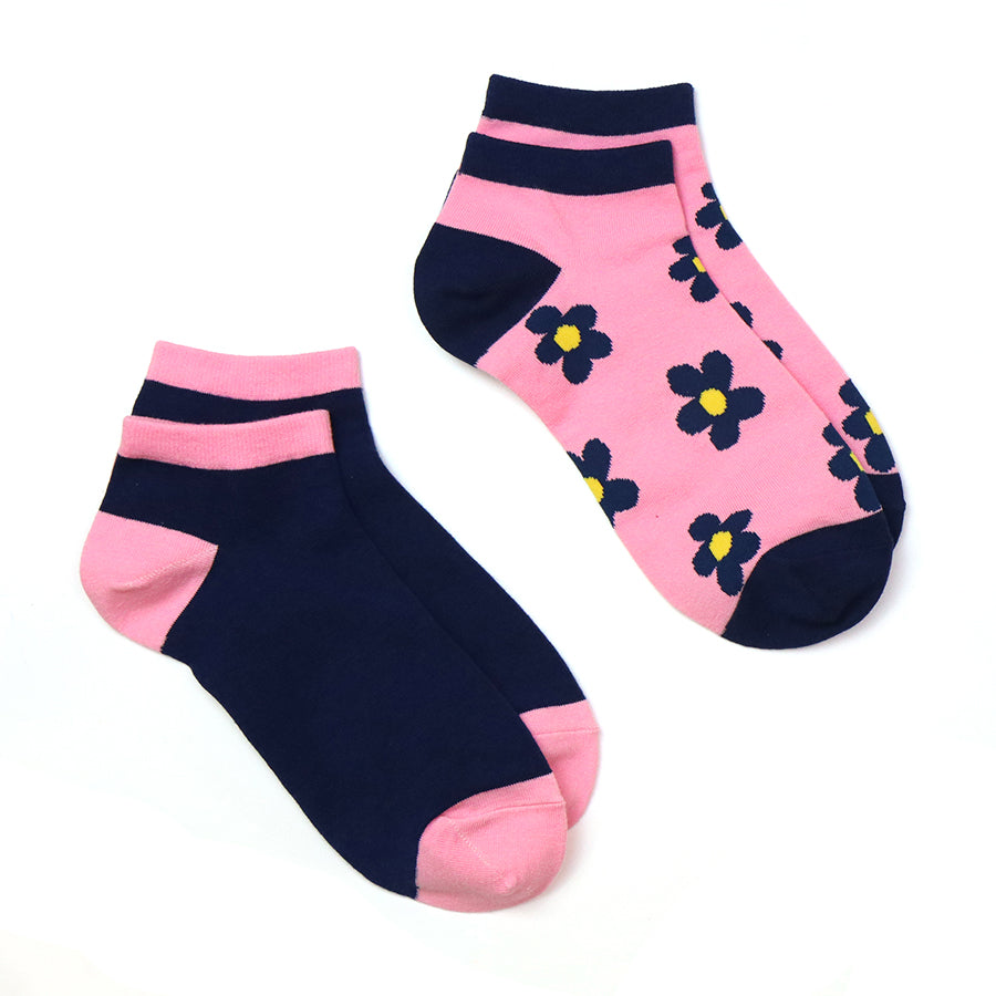 NAVY/PINK RETRO TRAINER SOCK PAIR