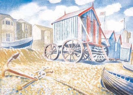 Late August Beach, Aldeburgh, 1938 Art Greeting Card